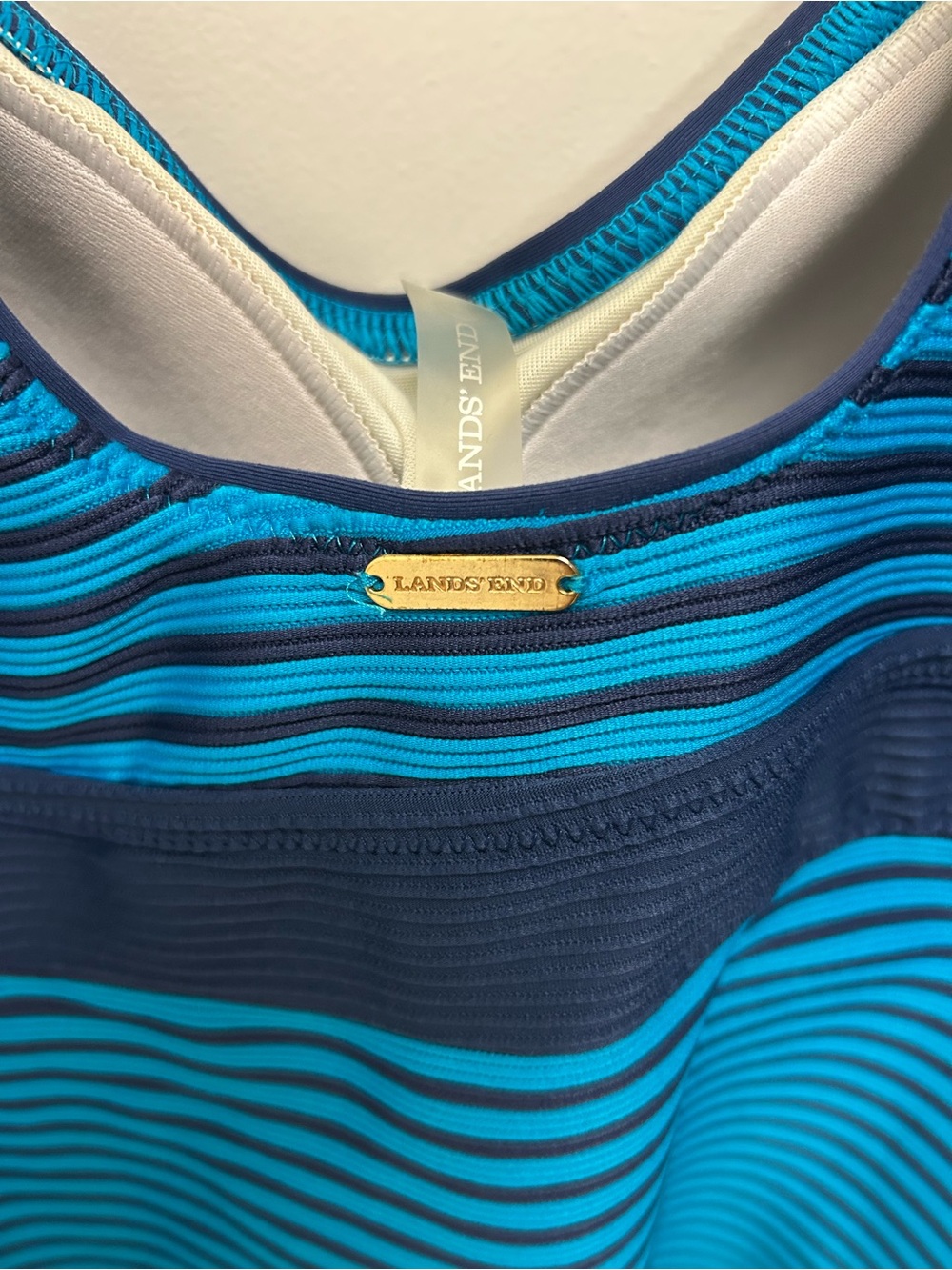 Lands End Tankini Top - Blue & Navy Striped - Picture 4 of 7
